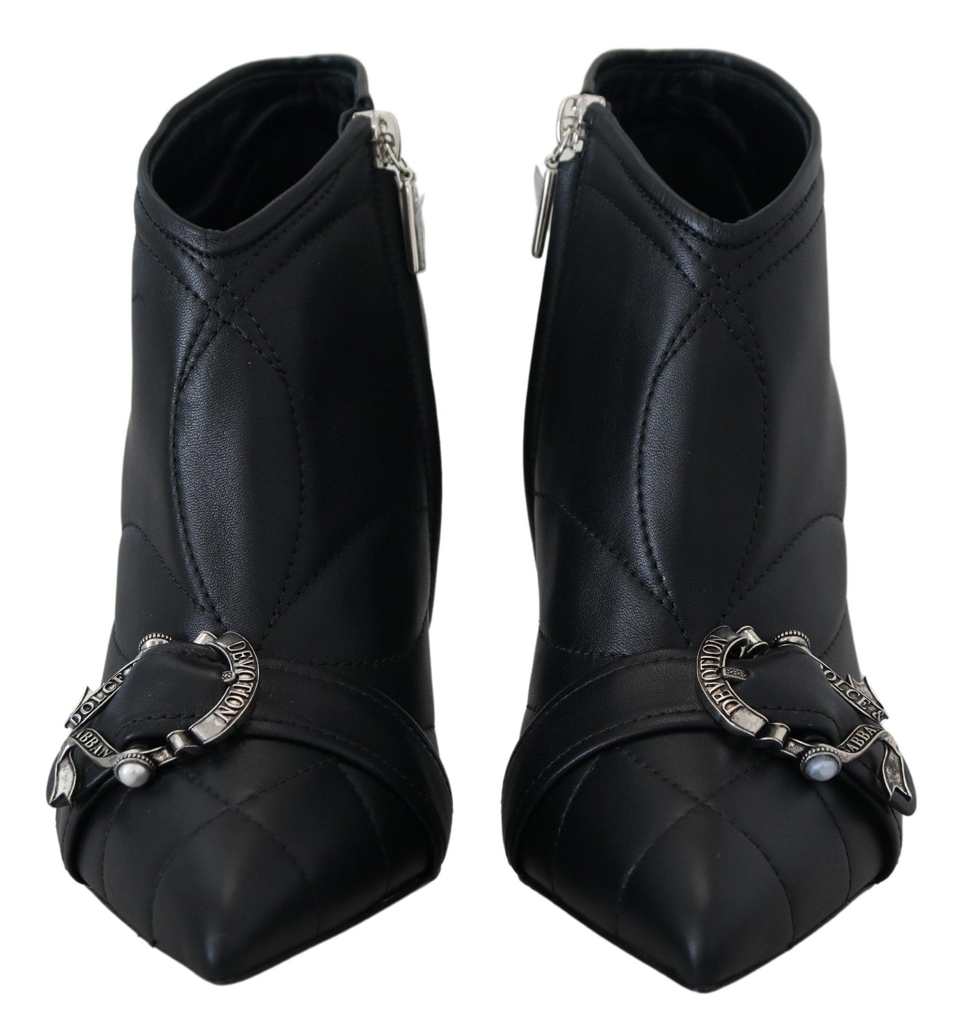 Fashionsarah.com Fashionsarah.com Dolce & Gabbana Black Devotion Quilted Buckled Ankle Boots