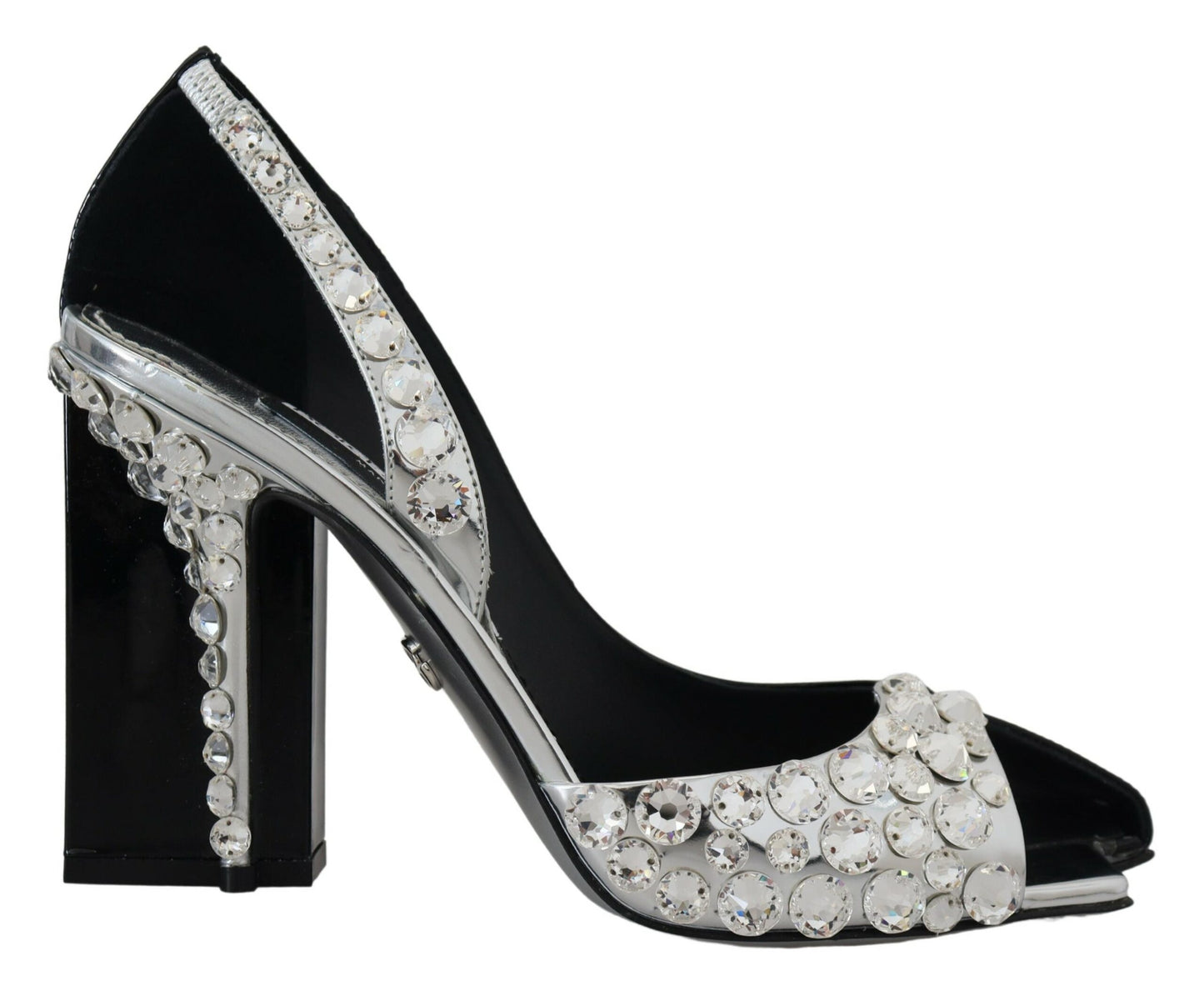 Fashionsarah.com Fashionsarah.com Dolce & Gabbana Black Silver Crystal Double Design High Heels Shoes