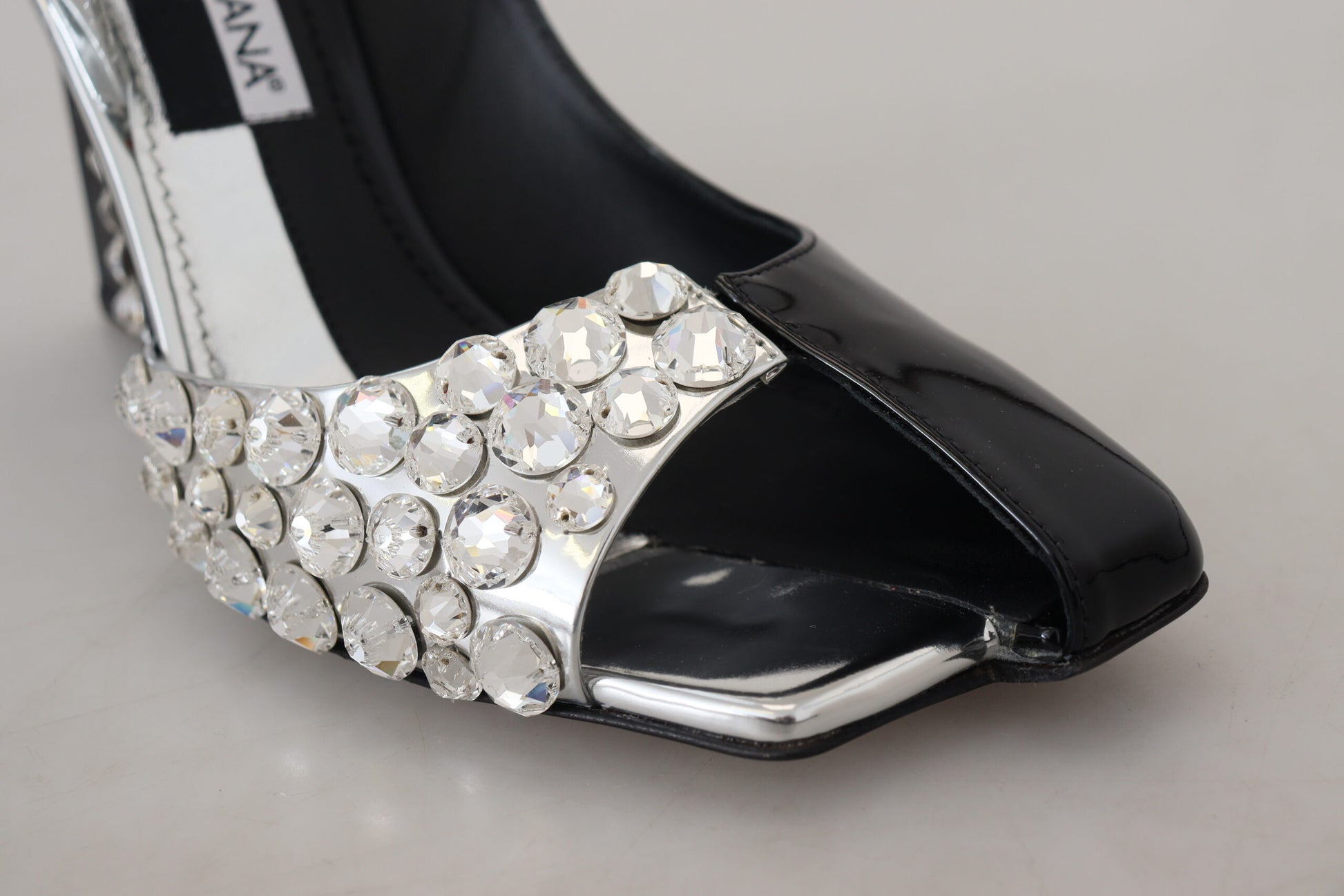 Fashionsarah.com Fashionsarah.com Dolce & Gabbana Black Silver Crystal Double Design High Heels Shoes