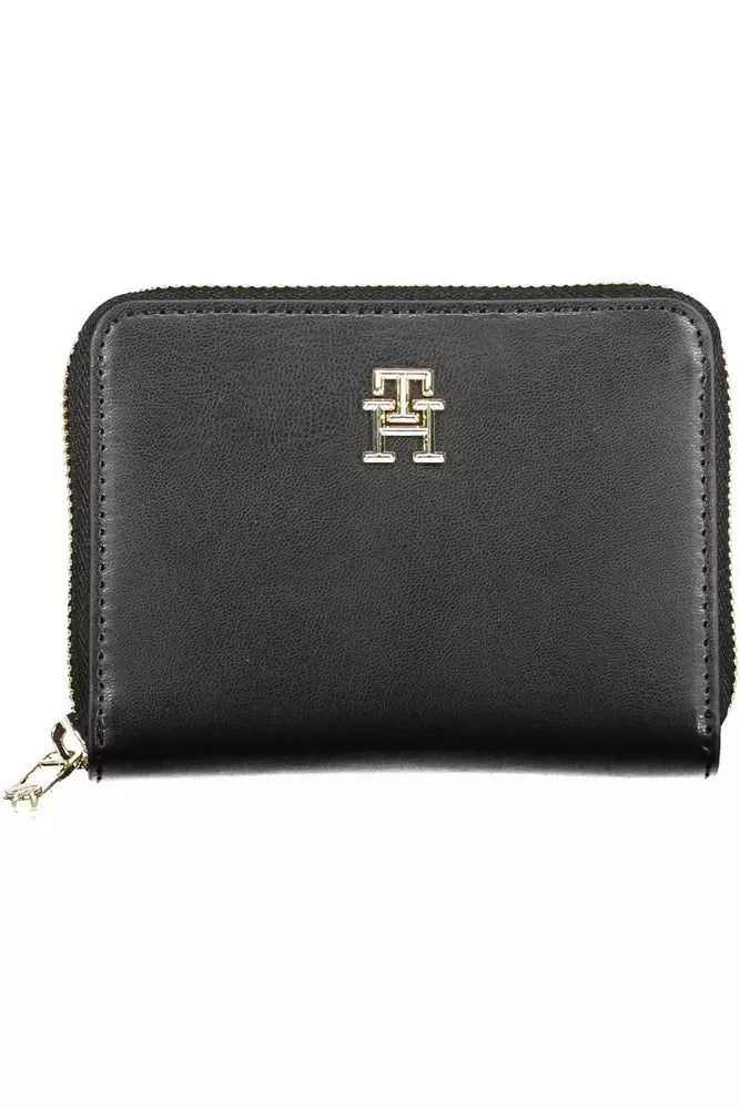 Fashionsarah.com Fashionsarah.com Tommy Hilfiger Sleek Black Polyethylene Wallet with Zip Closure