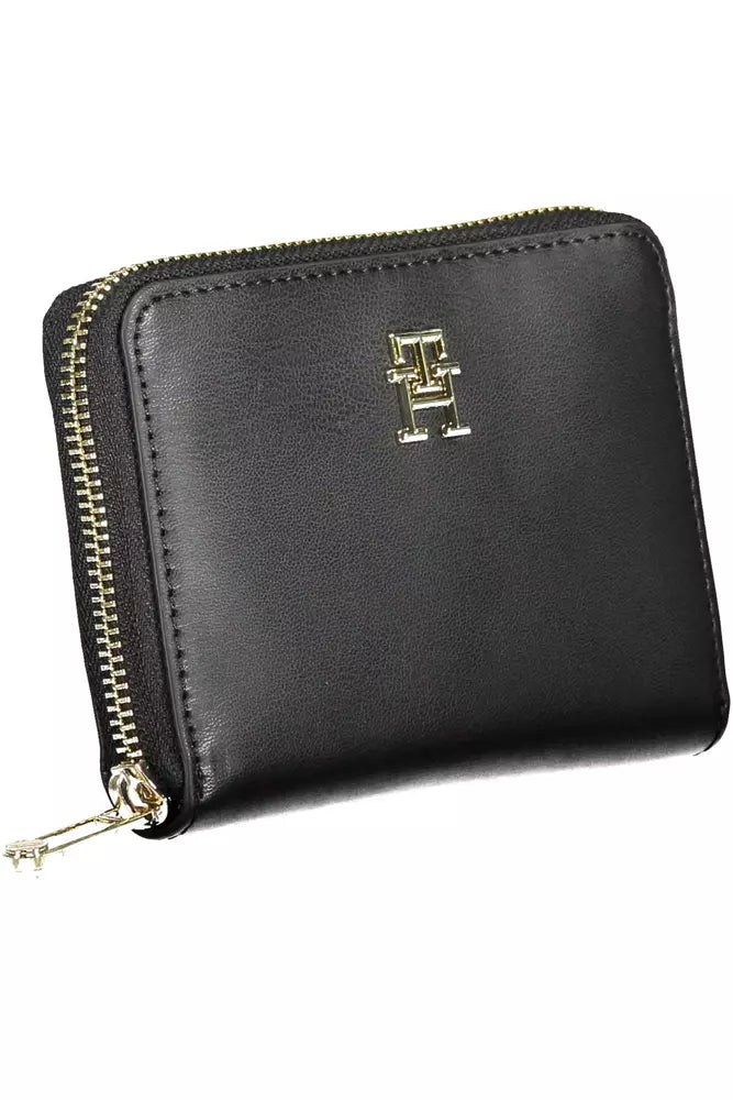 Fashionsarah.com Fashionsarah.com Tommy Hilfiger Sleek Black Polyethylene Wallet with Zip Closure