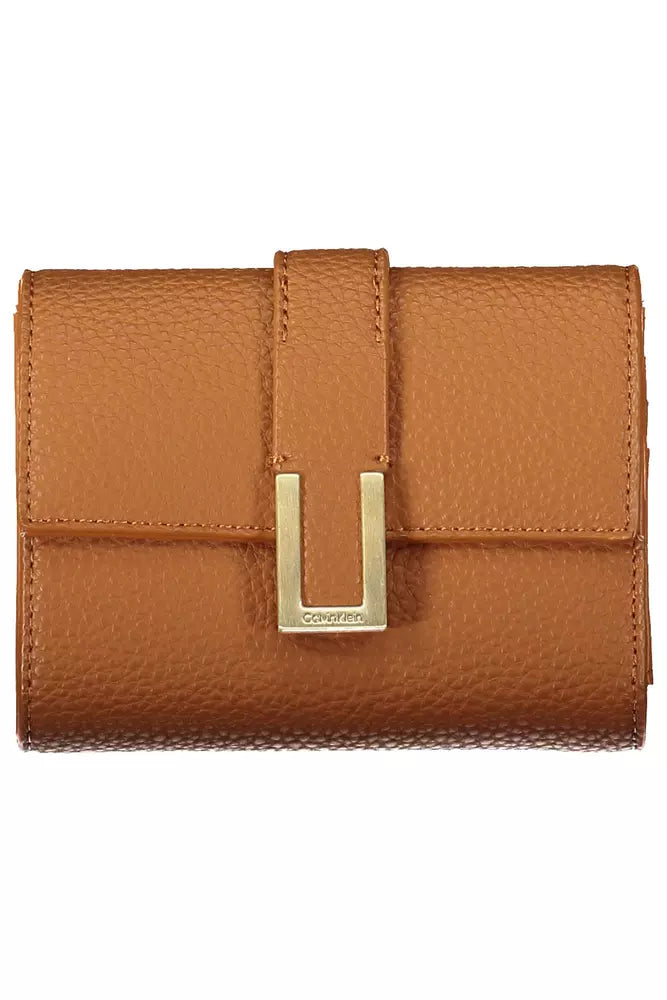 Fashionsarah.com Fashionsarah.com Calvin Klein Chic Brown Contrast Detail Snap Wallet