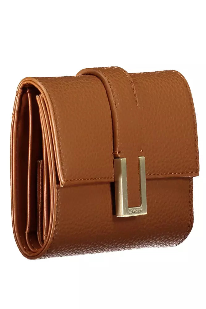 Fashionsarah.com Fashionsarah.com Calvin Klein Chic Brown Contrast Detail Snap Wallet