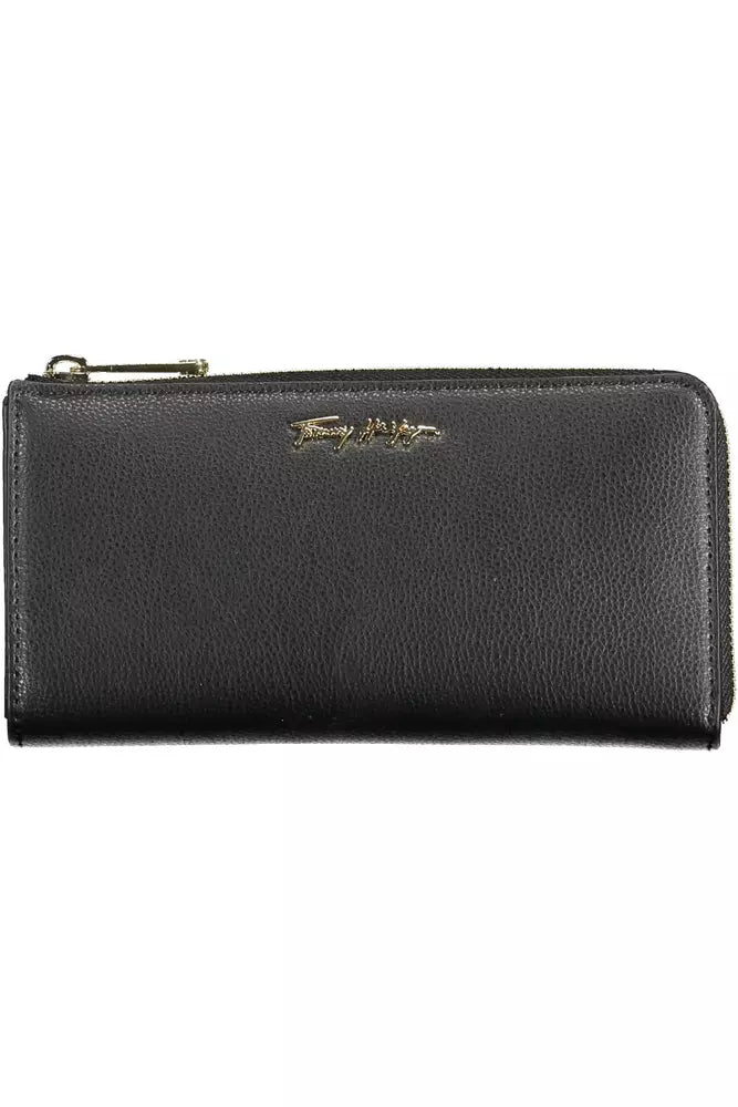 Fashionsarah.com Fashionsarah.com Tommy Hilfiger Elegant Black Polyethylene Wallet with Zip Closure