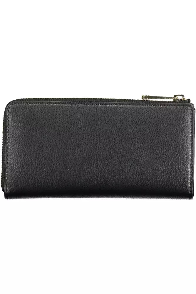 Fashionsarah.com Fashionsarah.com Tommy Hilfiger Elegant Black Polyethylene Wallet with Zip Closure