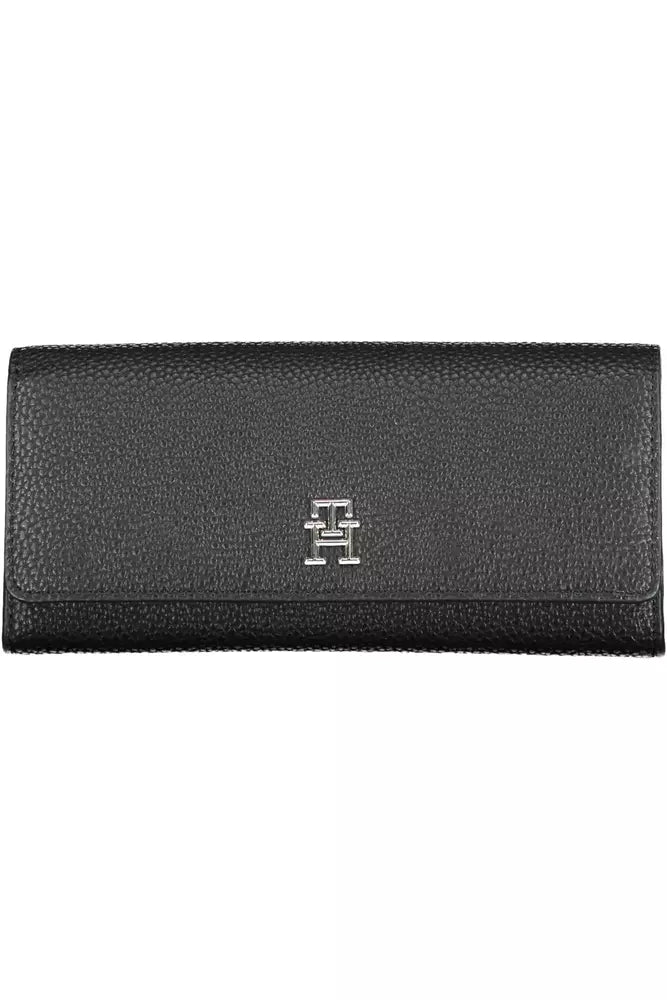 Fashionsarah.com Fashionsarah.com Tommy Hilfiger Elegant Black Tri-Fold Wallet with Snap Closure