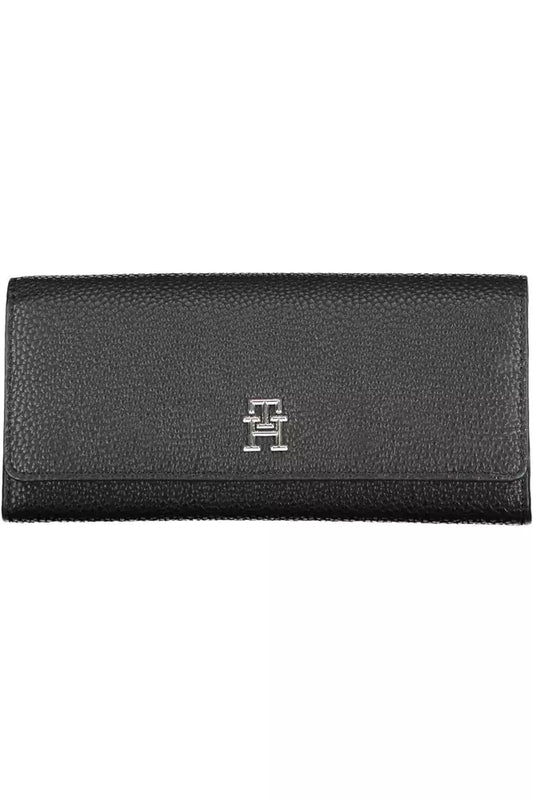 Fashionsarah.com Fashionsarah.com Tommy Hilfiger Elegant Black Tri-Fold Wallet with Snap Closure