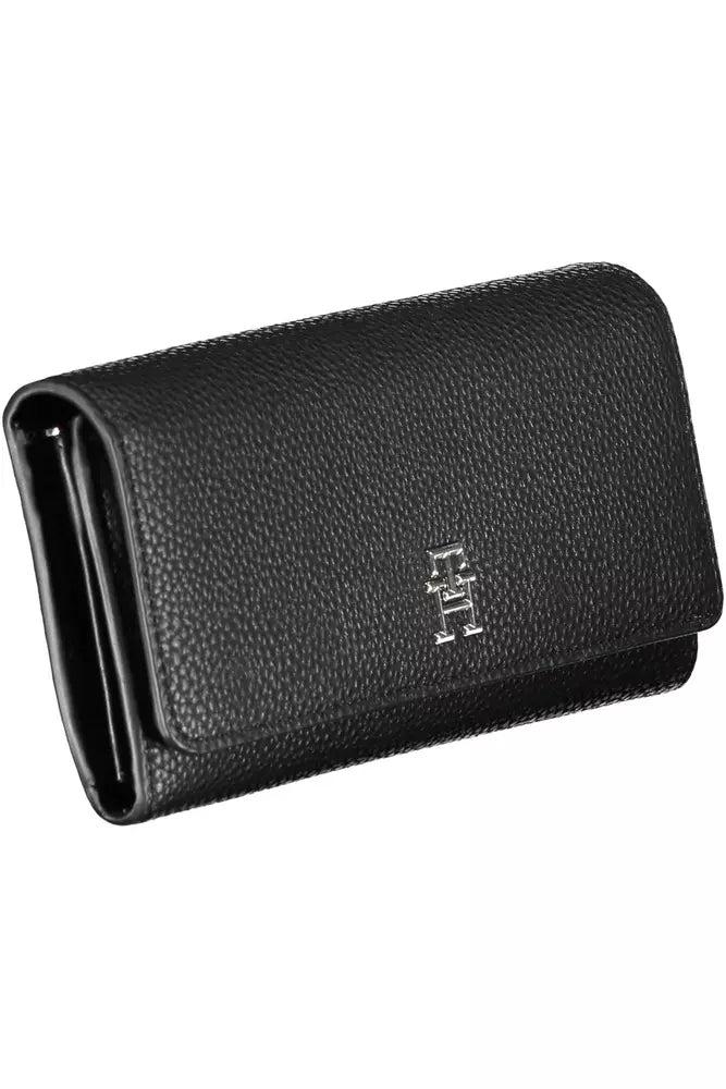 Fashionsarah.com Fashionsarah.com Tommy Hilfiger Elegant Black Tri-Fold Wallet with Snap Closure