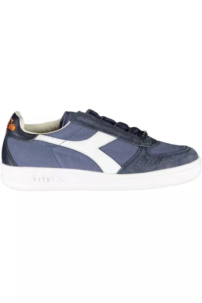 Diadora Blue Contrasting Lace-Up Luxury Sneakers | Fashionsarah.com