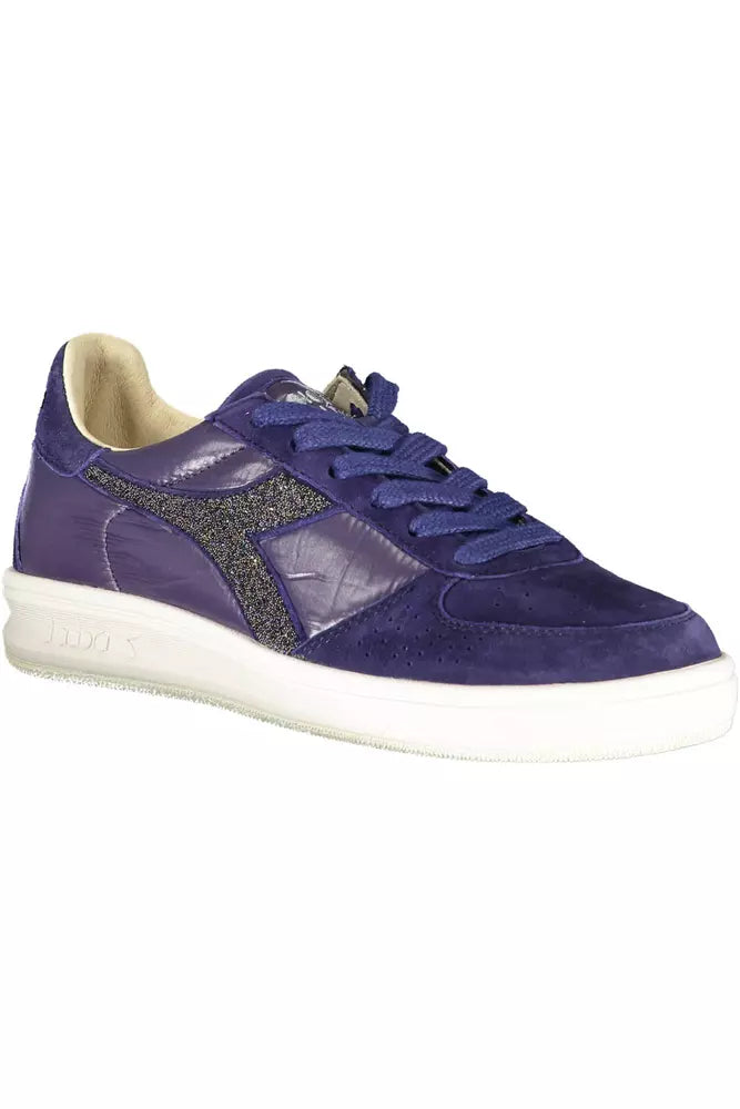 Diadora Crystal-Embellished Blue Sneakers With Contrasting Sole | Fashionsarah.com