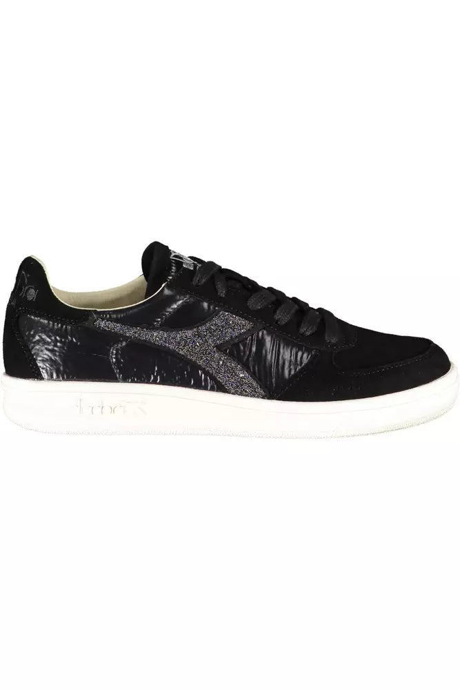 Diadora Elegant Black Sneakers with Swarovski Crystals | Fashionsarah.com