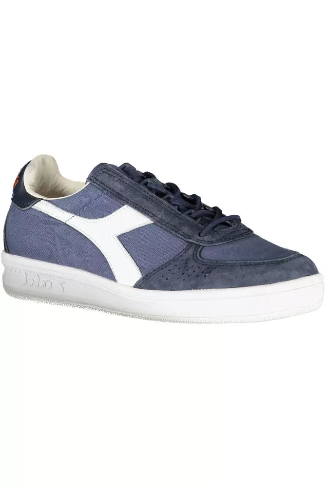 Diadora Blue Contrasting Lace-Up Luxury Sneakers | Fashionsarah.com