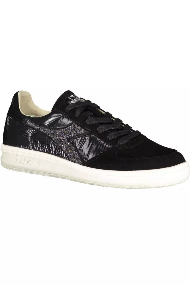 Diadora Elegant Black Sneakers with Swarovski Crystals | Fashionsarah.com