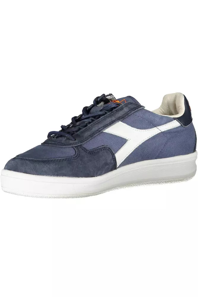 Diadora Blue Contrasting Lace-Up Luxury Sneakers | Fashionsarah.com