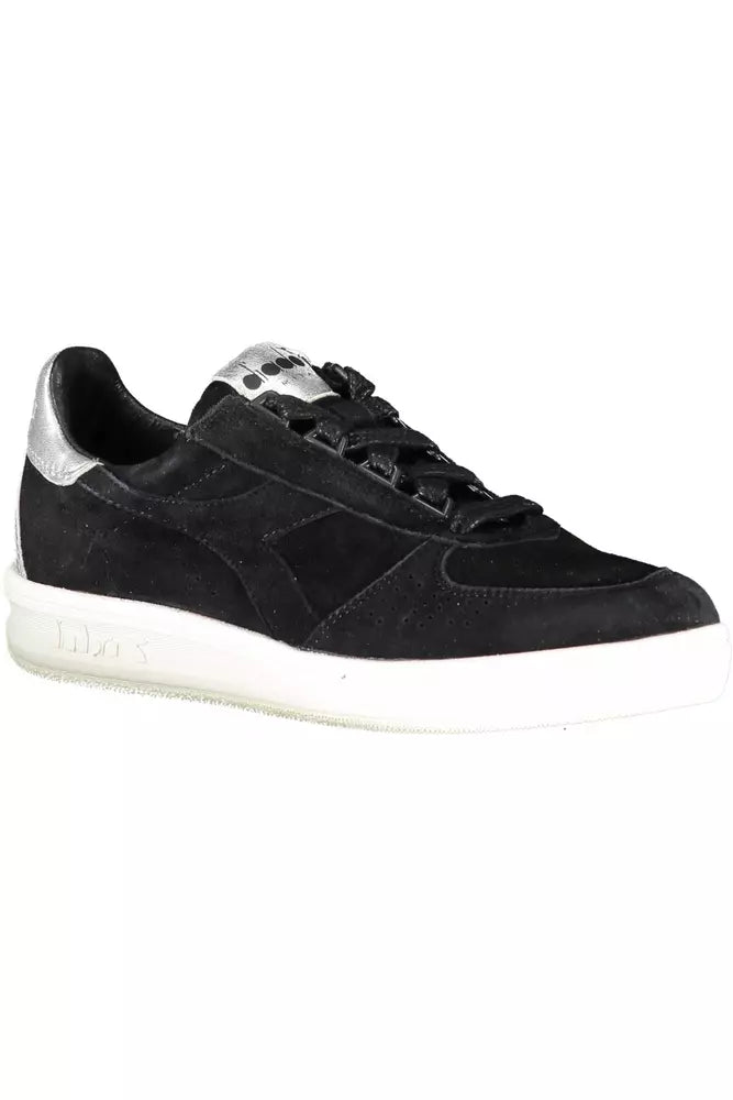 Diadora Elegant Black Leather Sneakers with Lace Details | Fashionsarah.com