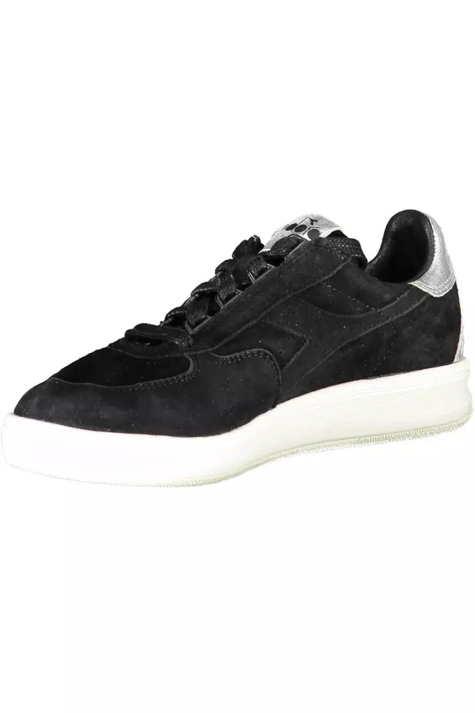 Diadora Elegant Black Leather Sneakers with Lace Details | Fashionsarah.com