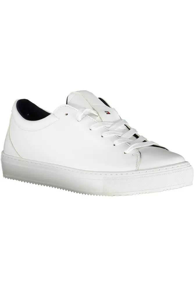 Fashionsarah.com Fashionsarah.com Tommy Hilfiger Chic White Lace-Up Sneakers with Logo Detail