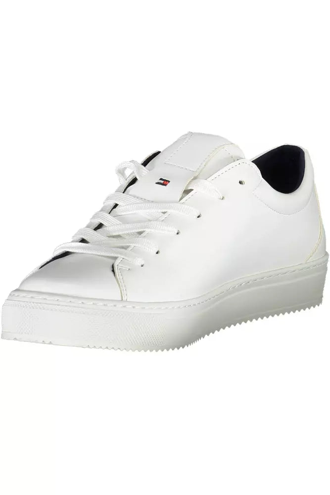 Fashionsarah.com Fashionsarah.com Tommy Hilfiger Chic White Lace-Up Sneakers with Logo Detail