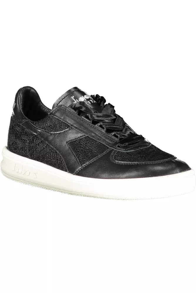 Diadora Chic Embroidered Black Sports Sneakers | Fashionsarah.com