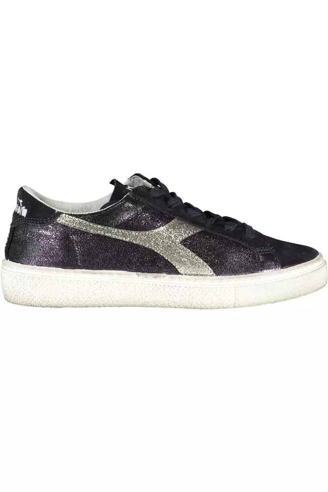 Diadora Elegant Black Lace-Up Sneakers with Contrasting Details | Fashionsarah.com