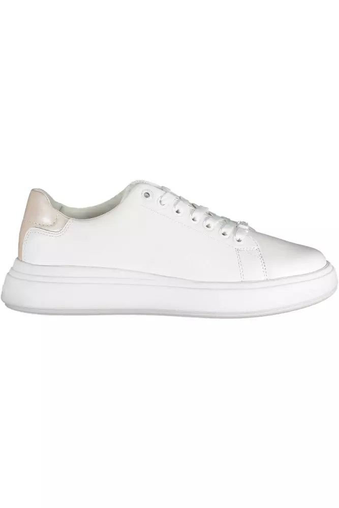 Fashionsarah.com Fashionsarah.com Calvin Klein Chic White Lace-Up Sneakers with Logo Detail