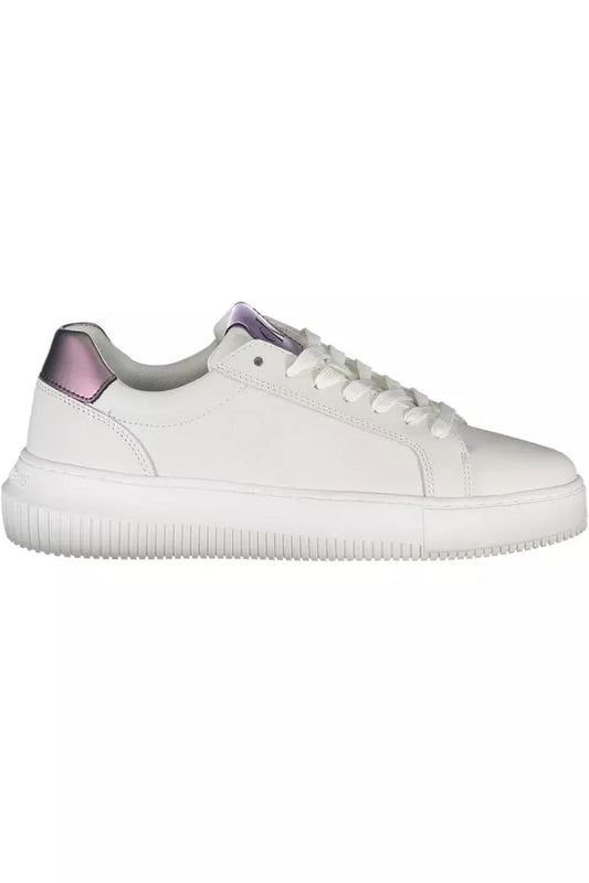 Fashionsarah.com Fashionsarah.com Calvin Klein Chic White Lace-Up Sneakers with Logo Detail