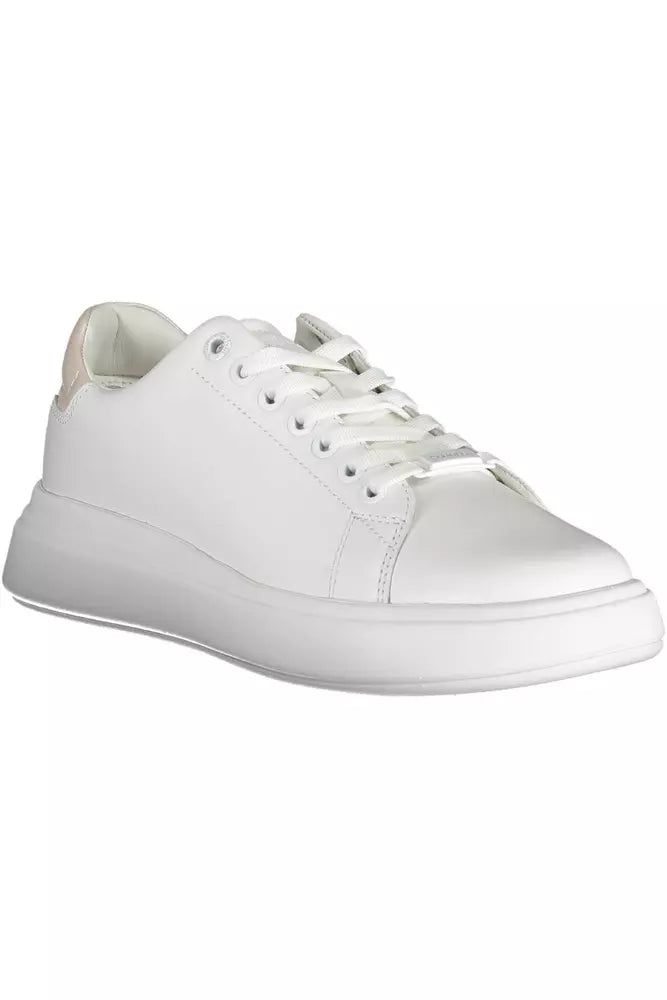 Fashionsarah.com Fashionsarah.com Calvin Klein Chic White Lace-Up Sneakers with Logo Detail