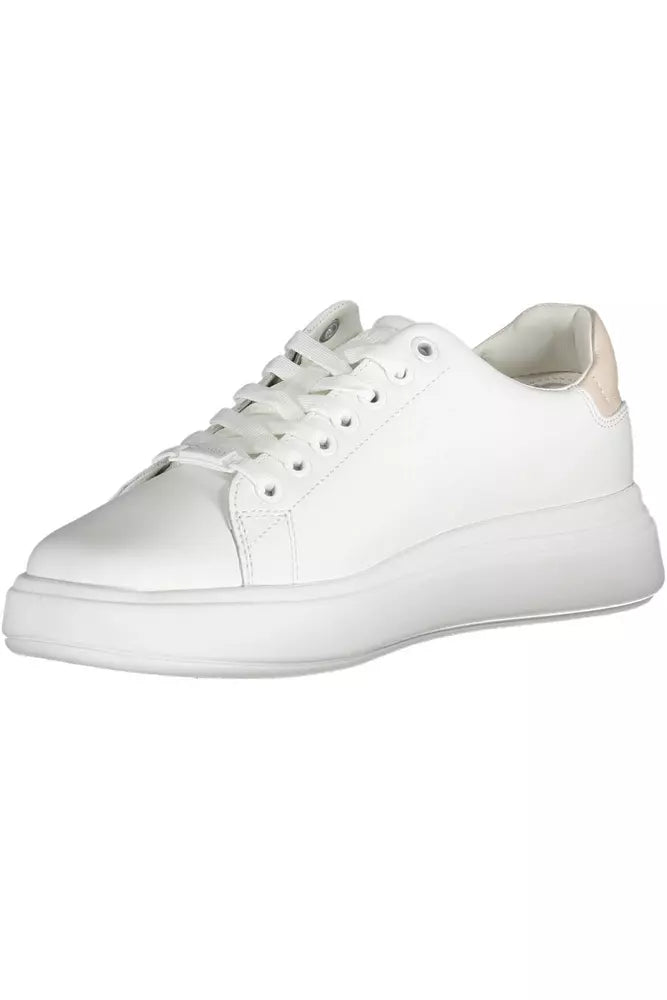 Fashionsarah.com Fashionsarah.com Calvin Klein Chic White Lace-Up Sneakers with Logo Detail