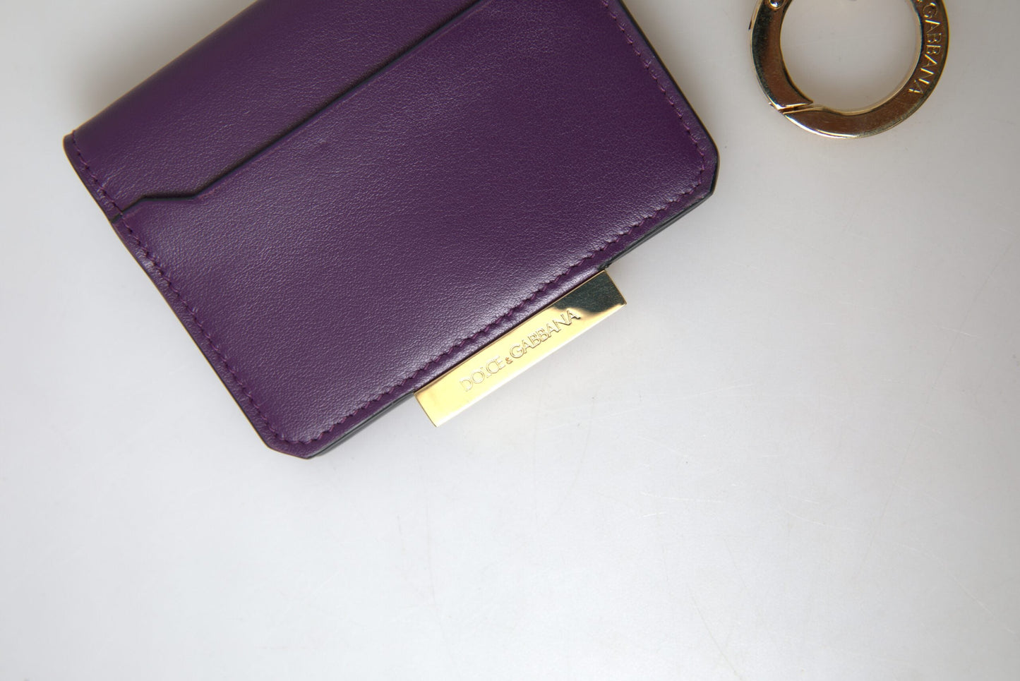 Dolce & Gabbana Purple Leather Card Holder Wallet | Fashionsarah.com