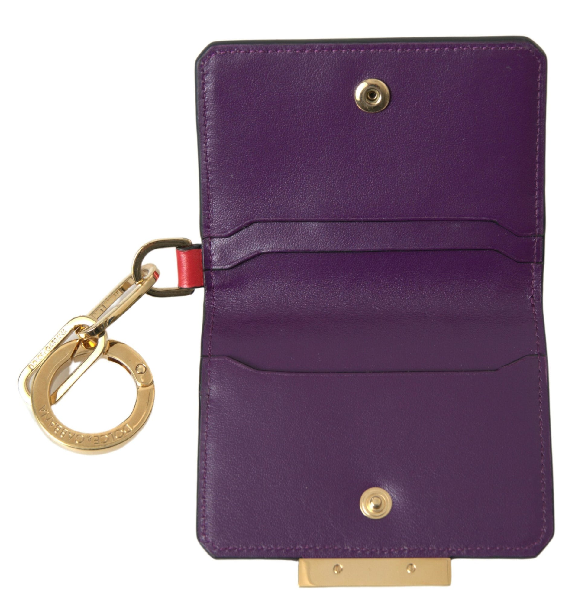 Dolce & Gabbana Purple Leather Card Holder Wallet | Fashionsarah.com