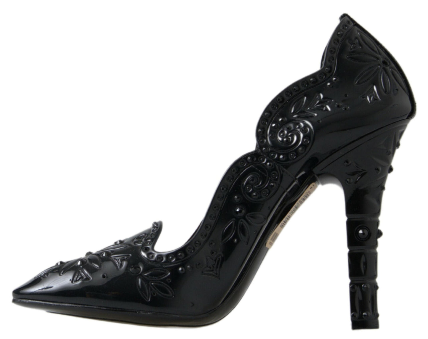 Dolce & Gabbana Black CINDERELLA Floral Crystal Heels Shoes | Fashionsarah.com