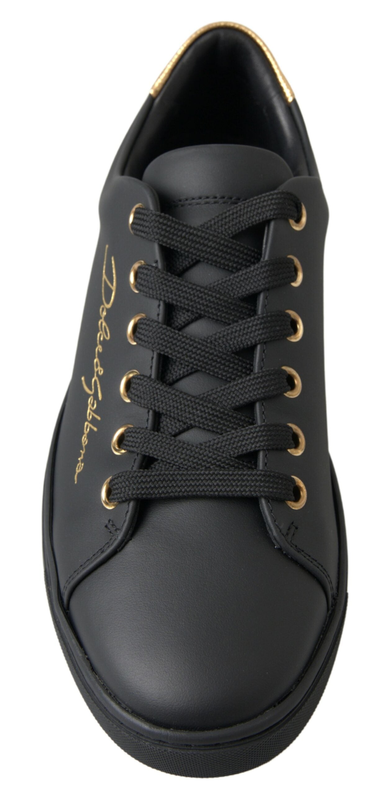 Dolce & Gabbana Black Gold Leather Women Sneakers | Fashionsarah.com