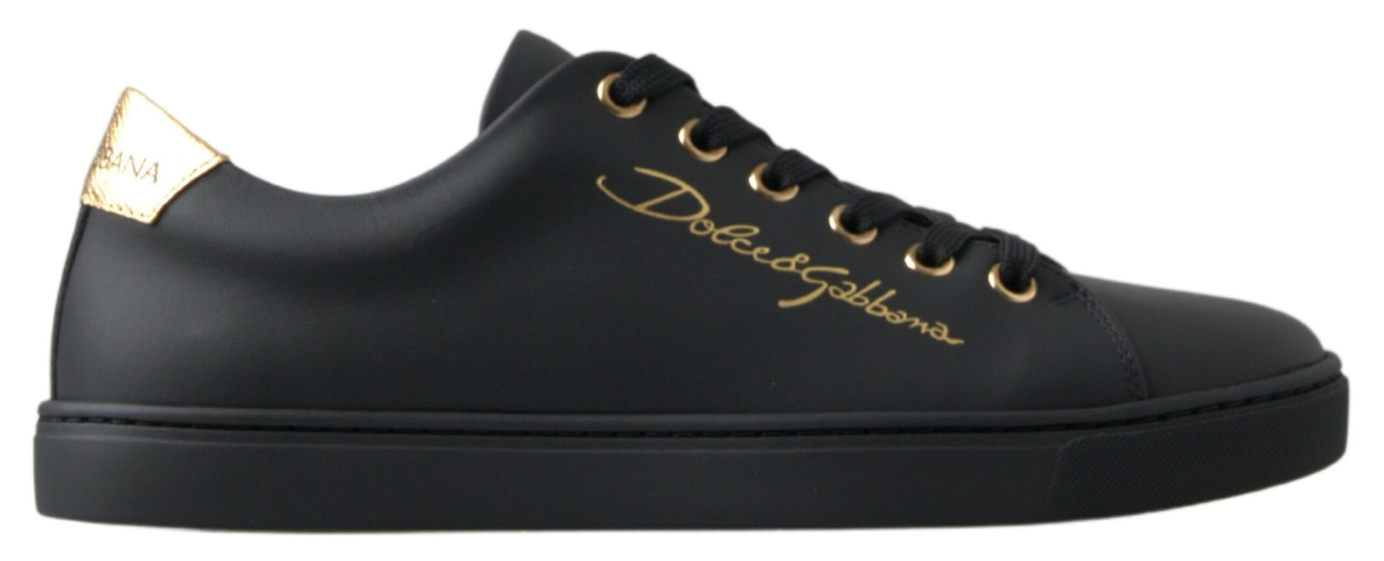 Dolce & Gabbana Black Gold Leather Women Sneakers | Fashionsarah.com