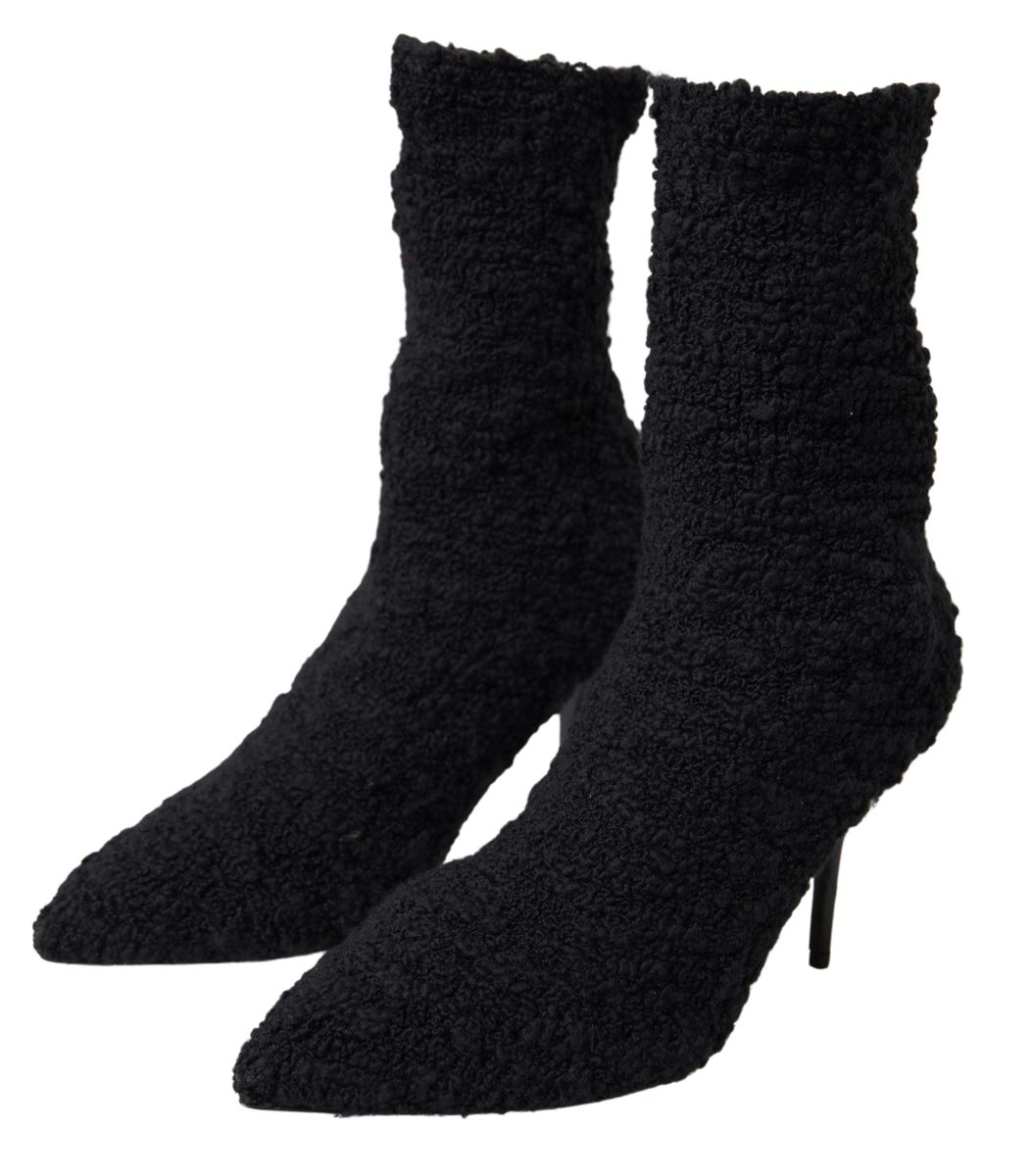 Dolce & Gabbana Black Stiletto Heels Mid Calf Boots | Fashionsarah.com