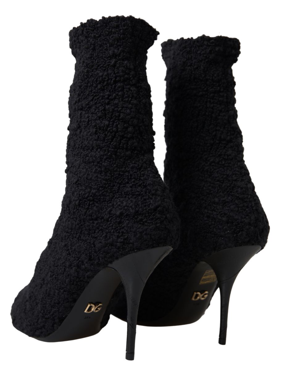 Dolce & Gabbana Black Stiletto Heels Mid Calf Boots | Fashionsarah.com