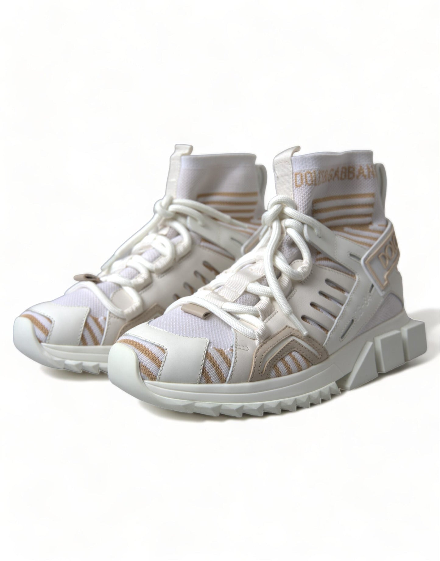 Dolce & Gabbana White Beige Sorrento Socks Women Sneakers | Fashionsarah.com