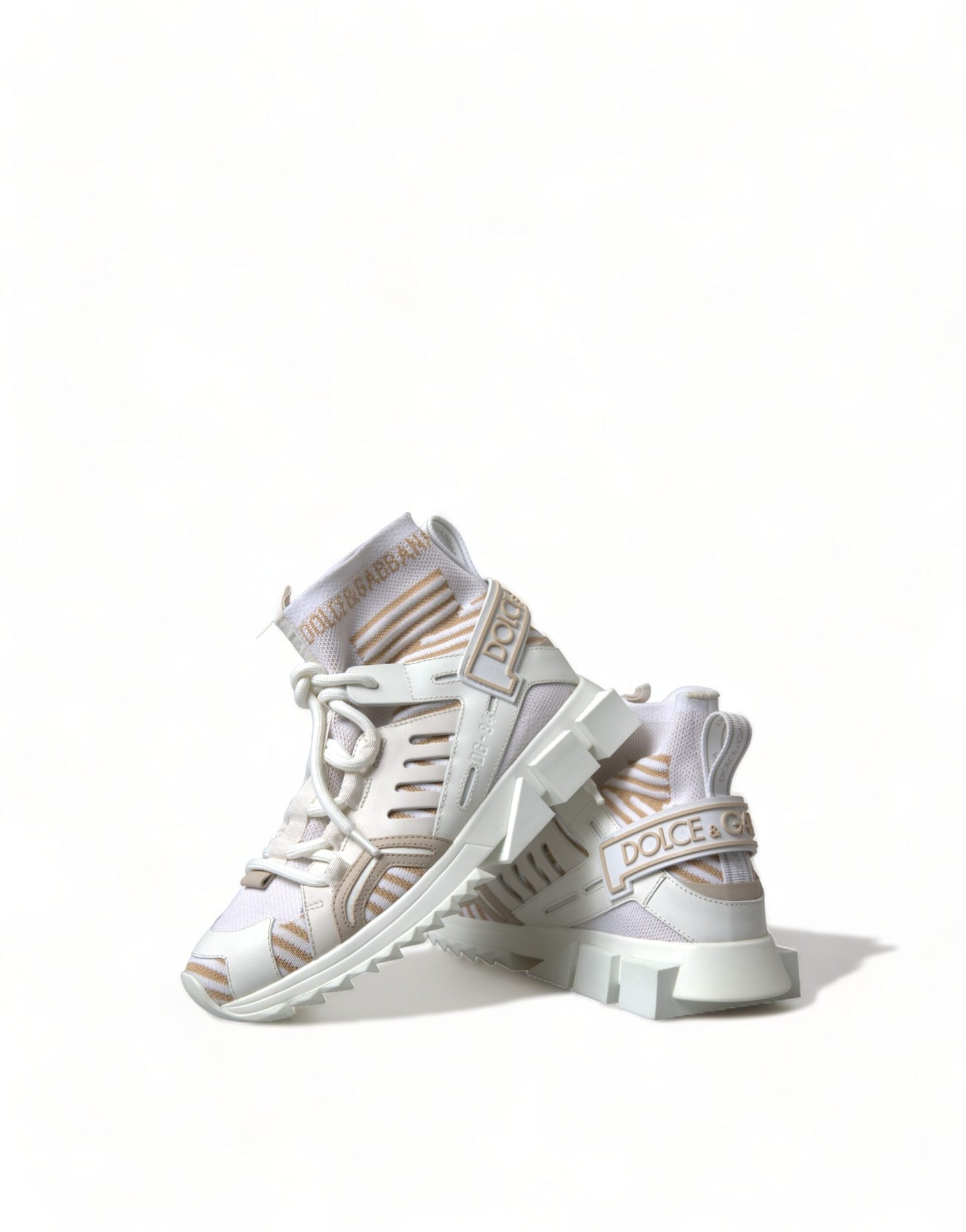 Dolce & Gabbana White Beige Sorrento Socks Women Sneakers | Fashionsarah.com