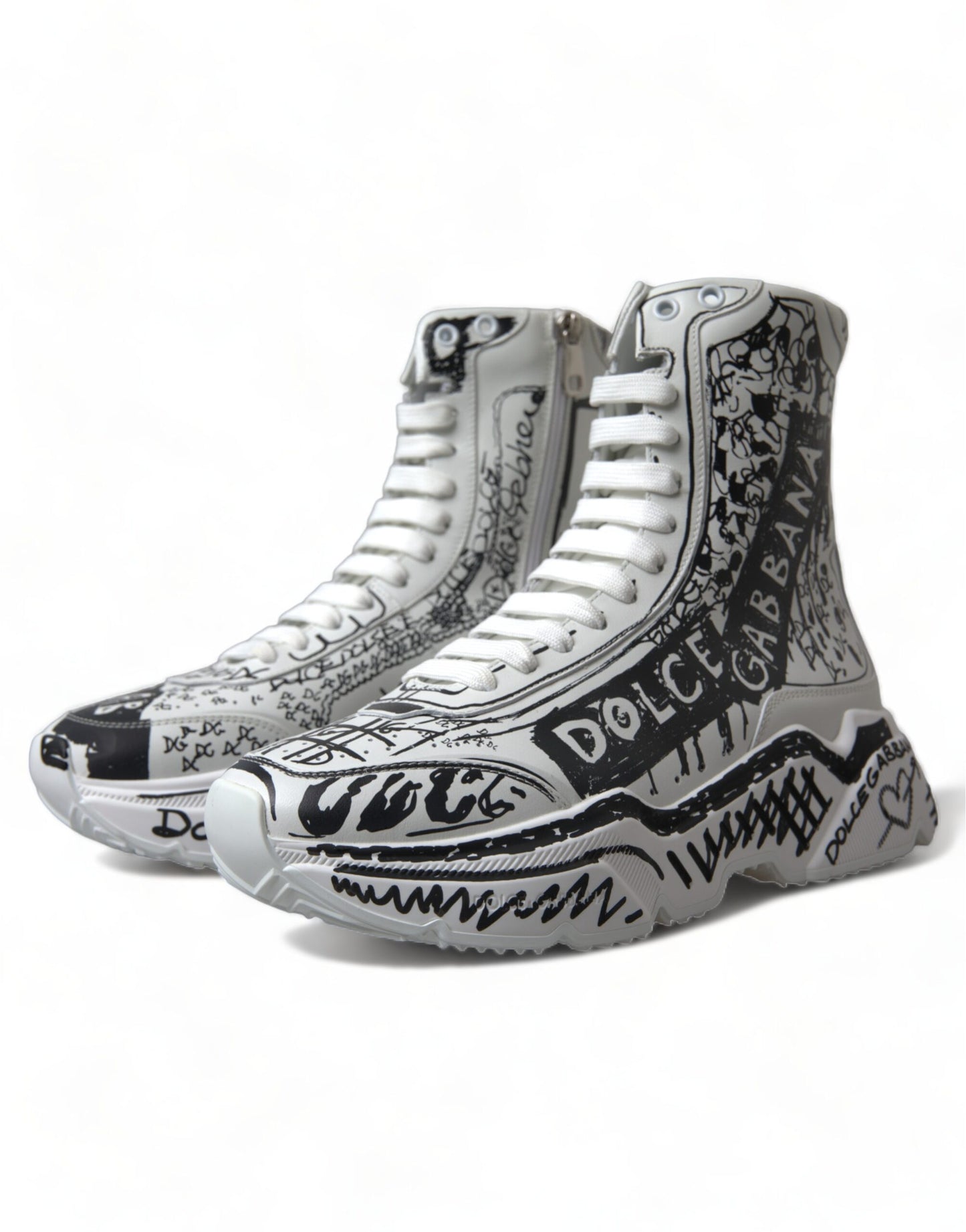 Fashionsarah.com Fashionsarah.com Dolce & Gabbana Daymaster Graffiti Print Mid Top Sneakers