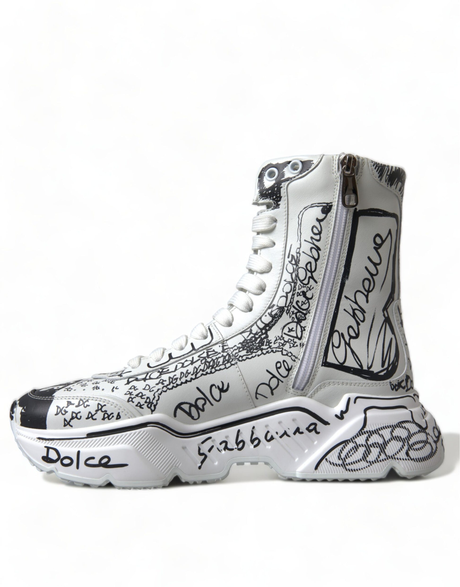 Fashionsarah.com Fashionsarah.com Dolce & Gabbana Daymaster Graffiti Print Mid Top Sneakers