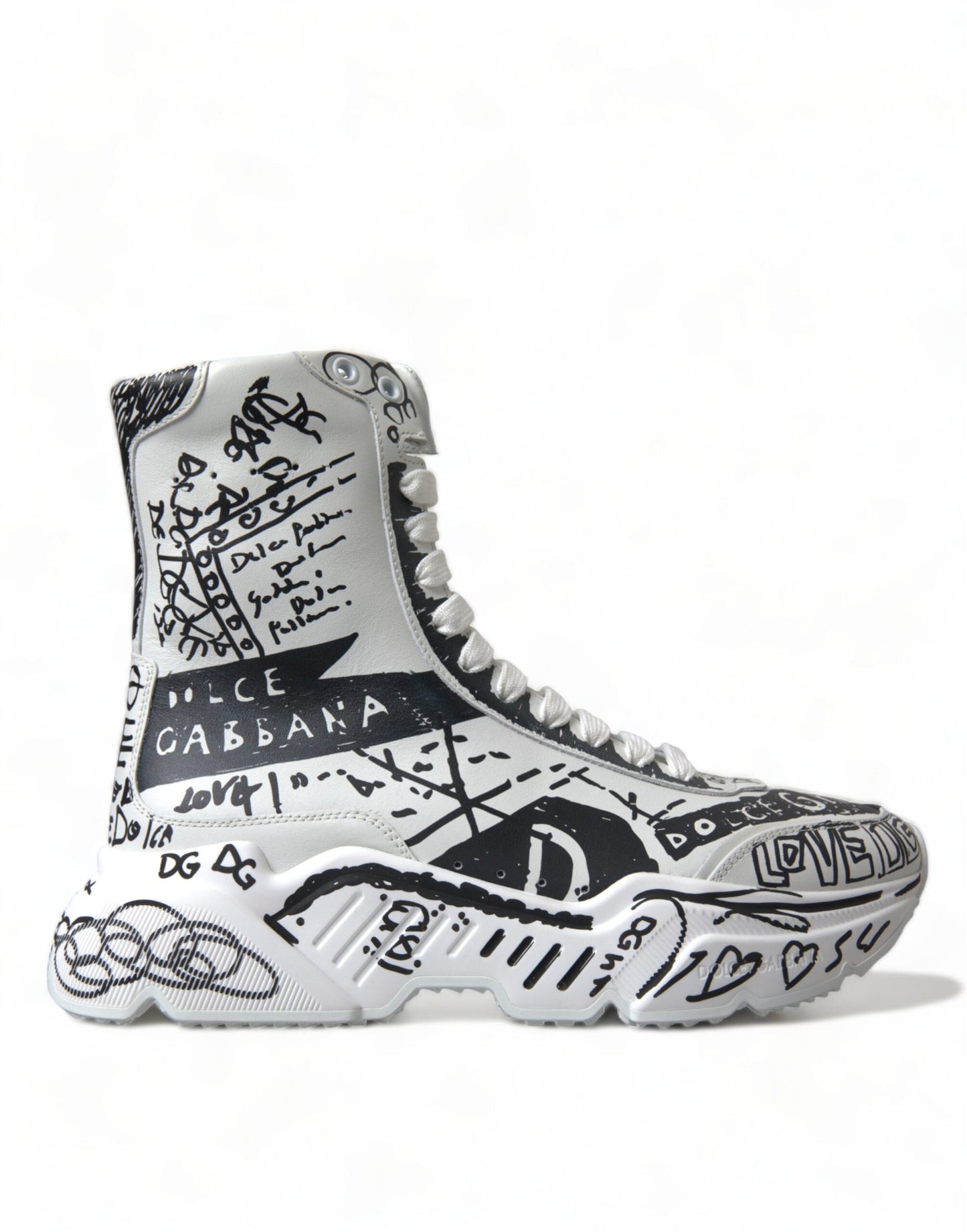 Fashionsarah.com Fashionsarah.com Dolce & Gabbana Daymaster Graffiti Print Mid Top Sneakers