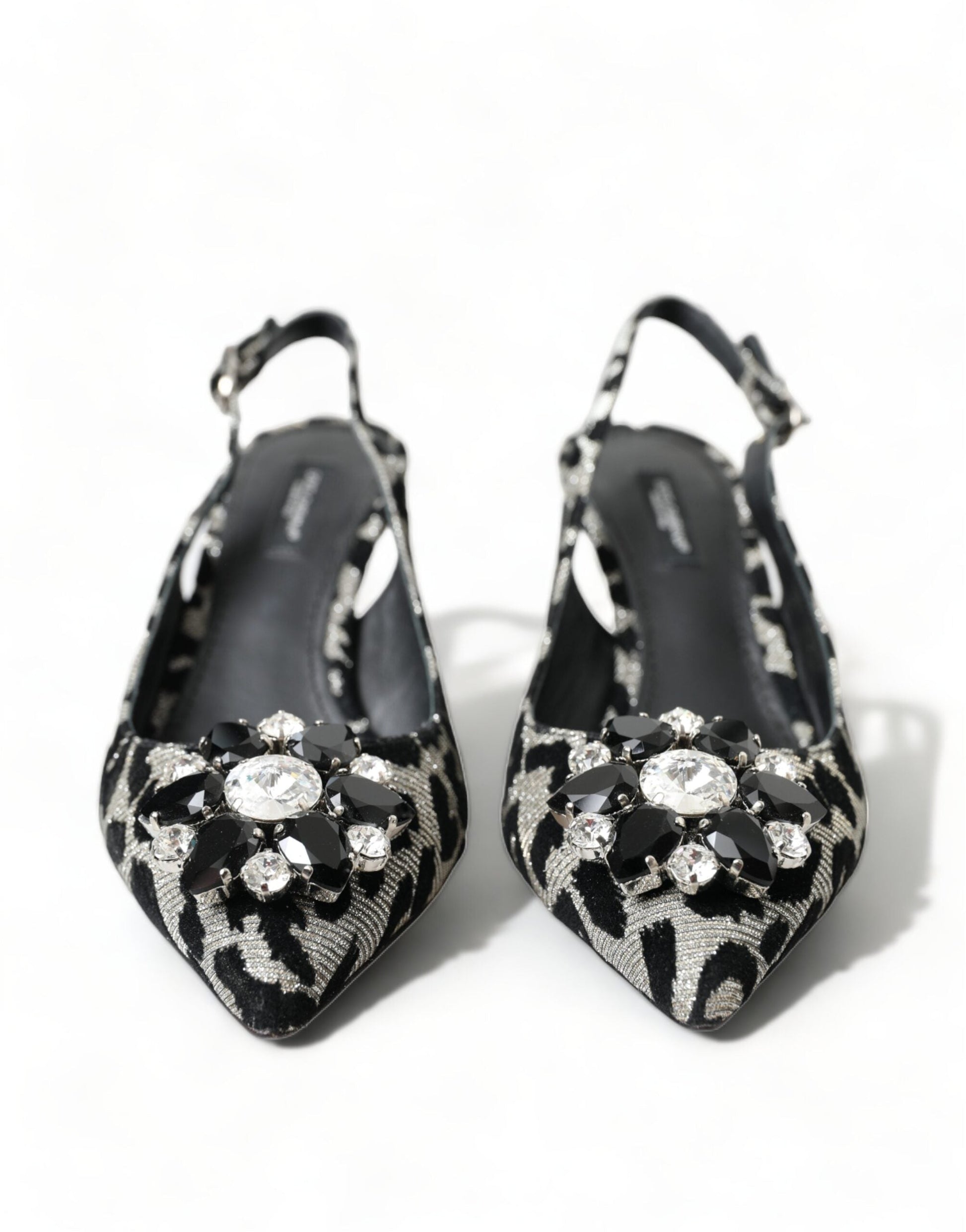 Dolce & Gabbana Silver Leopard Crystal Slingback Pumps | Fashionsarah.com