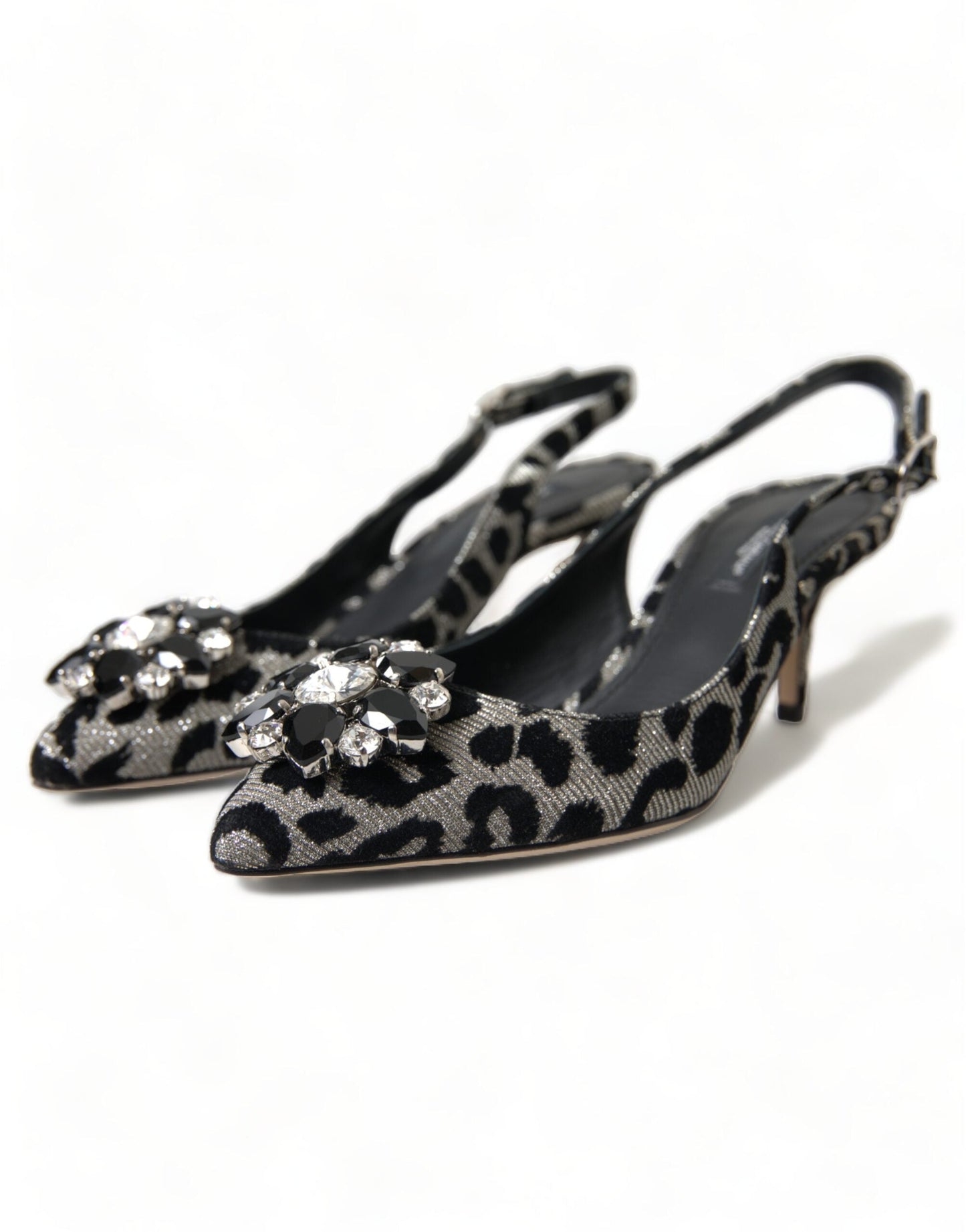 Dolce & Gabbana Silver Leopard Crystal Slingback Pumps | Fashionsarah.com