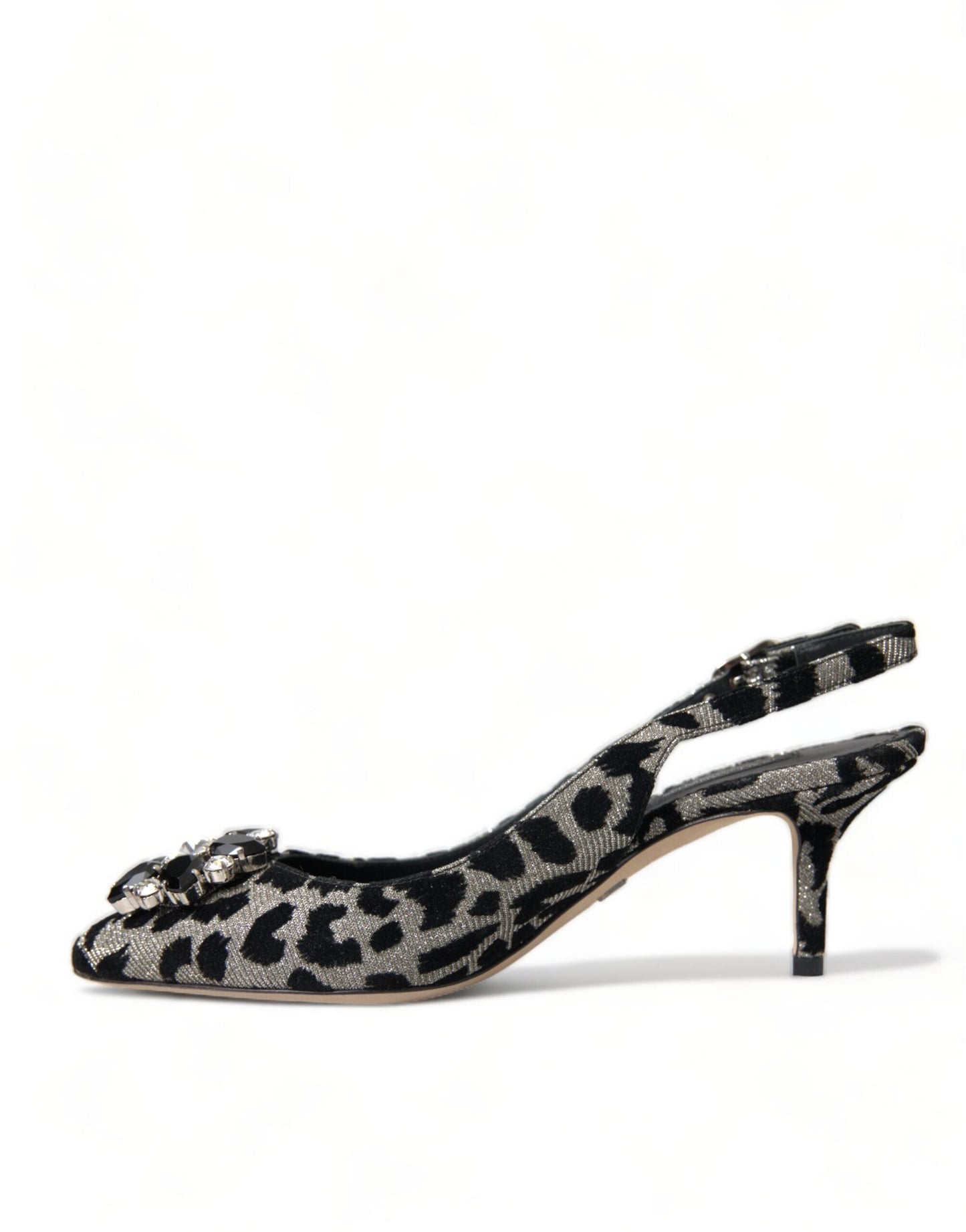 Dolce & Gabbana Silver Leopard Crystal Slingback Pumps | Fashionsarah.com