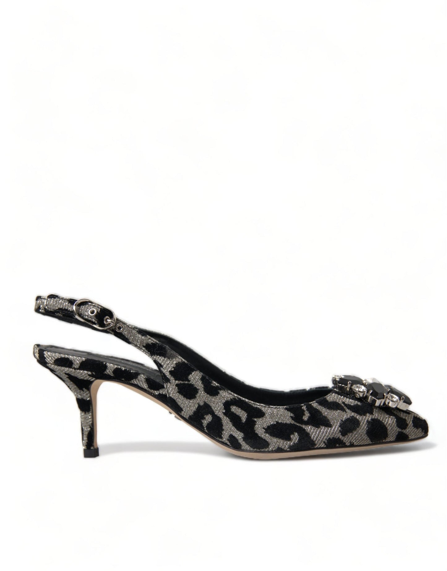 Dolce & Gabbana Silver Leopard Crystal Slingback Pumps | Fashionsarah.com