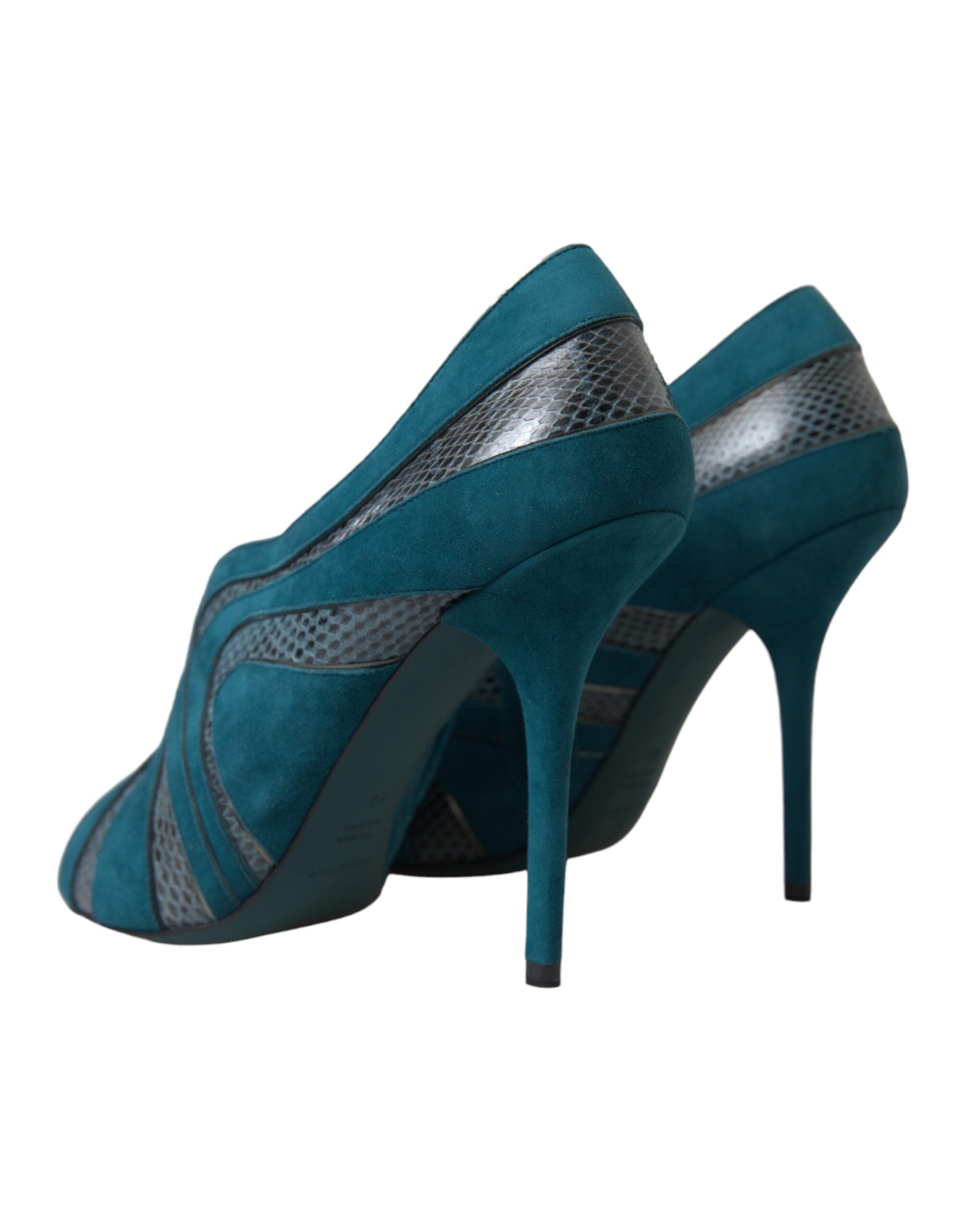 Dolce & Gabbana Teal Suede Leather Peep Toe Heels | Fashionsarah.com