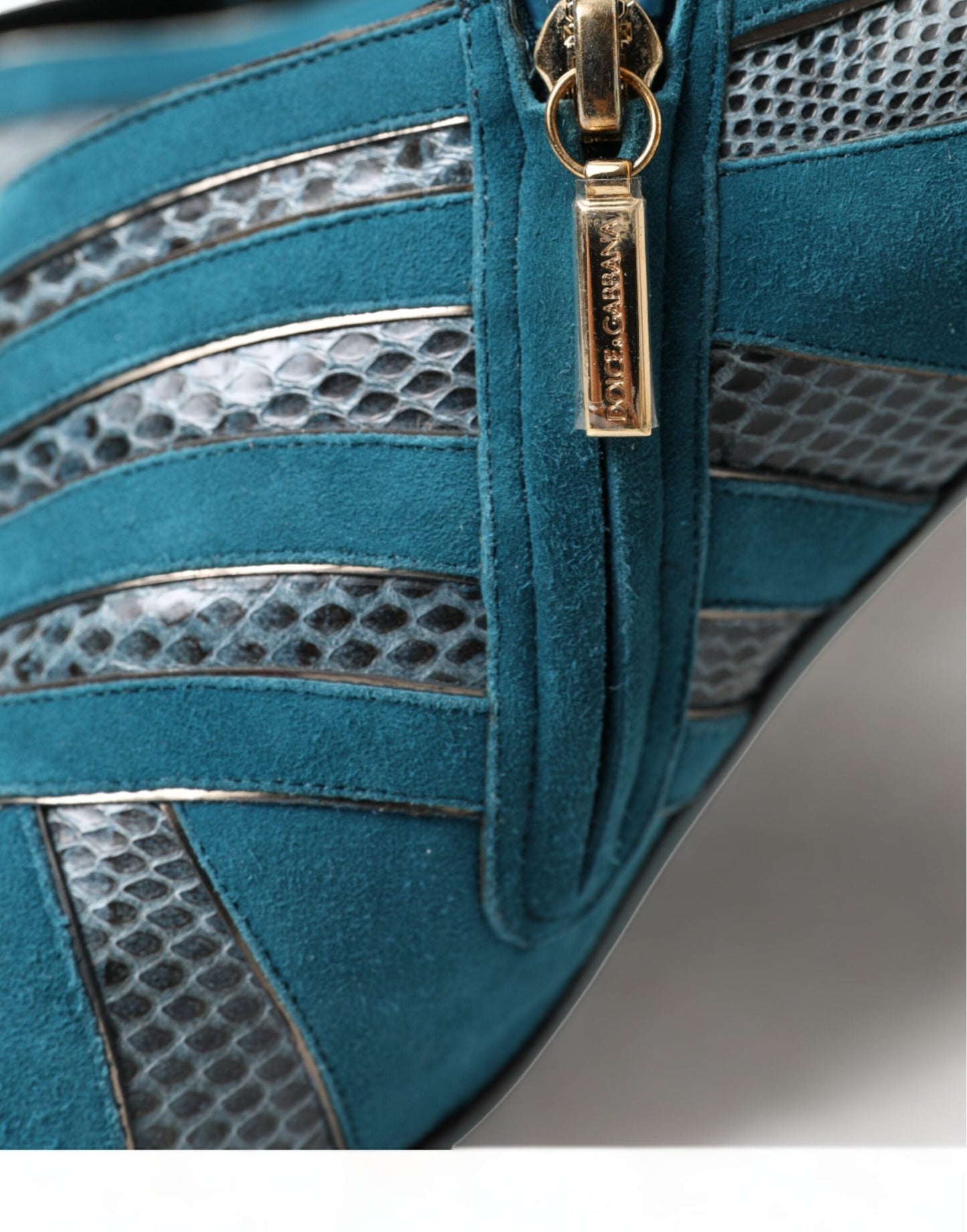 Dolce & Gabbana Teal Suede Leather Peep Toe Heels | Fashionsarah.com