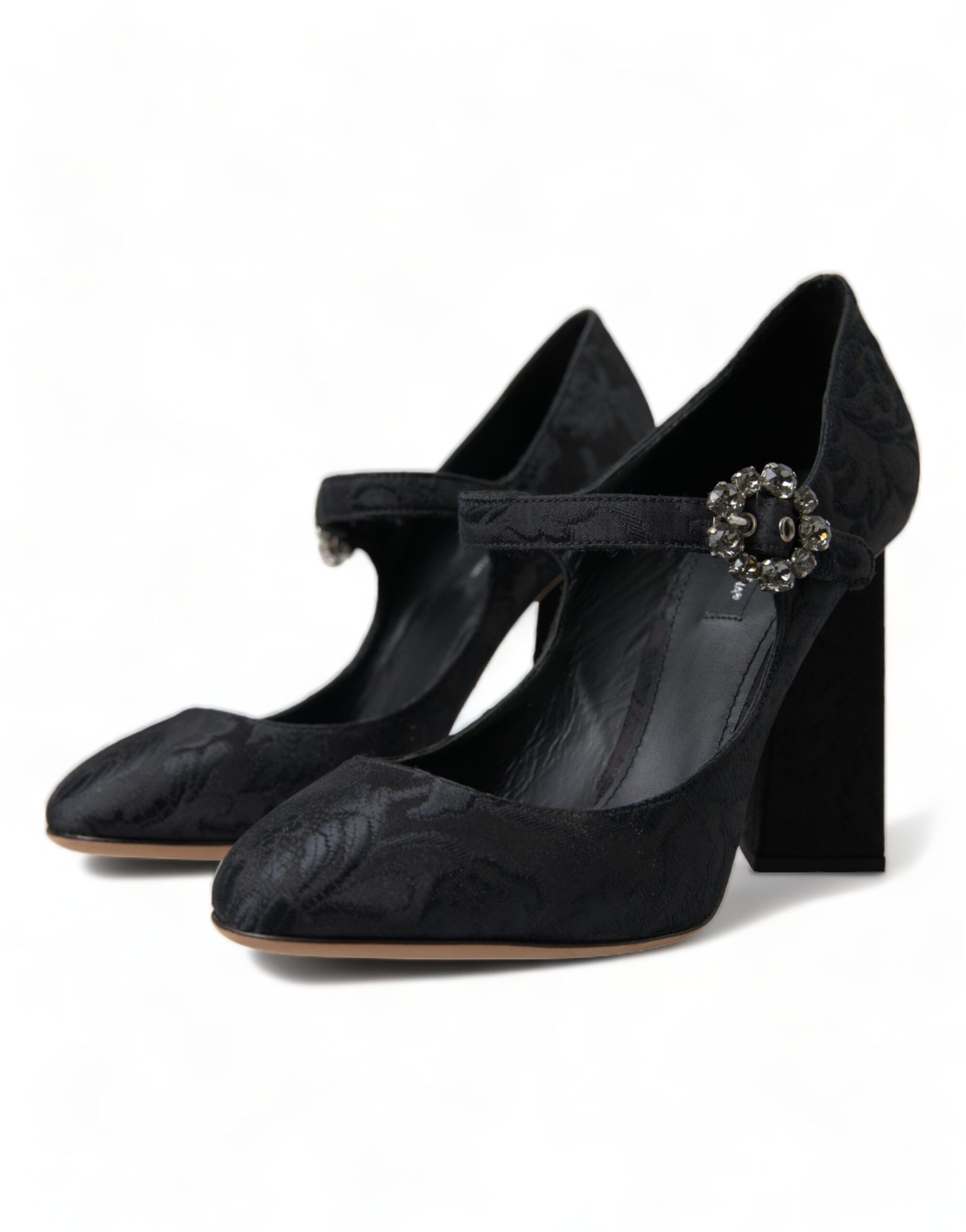 Fashionsarah.com Fashionsarah.com Dolce & Gabbana Black Brocade Mary Janes Heels Pumps Shoes