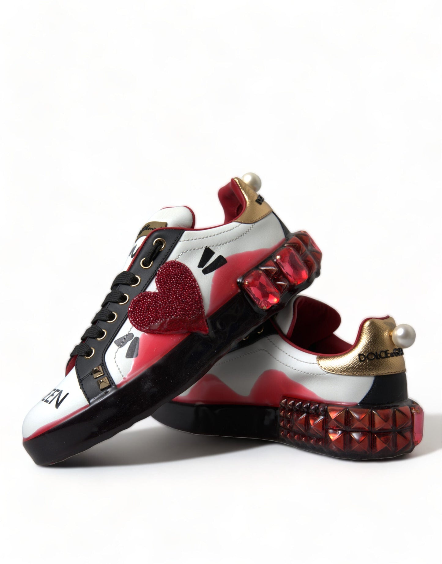 Dolce & Gabbana White Red Crystals Women Sneakers | Fashionsarah.com