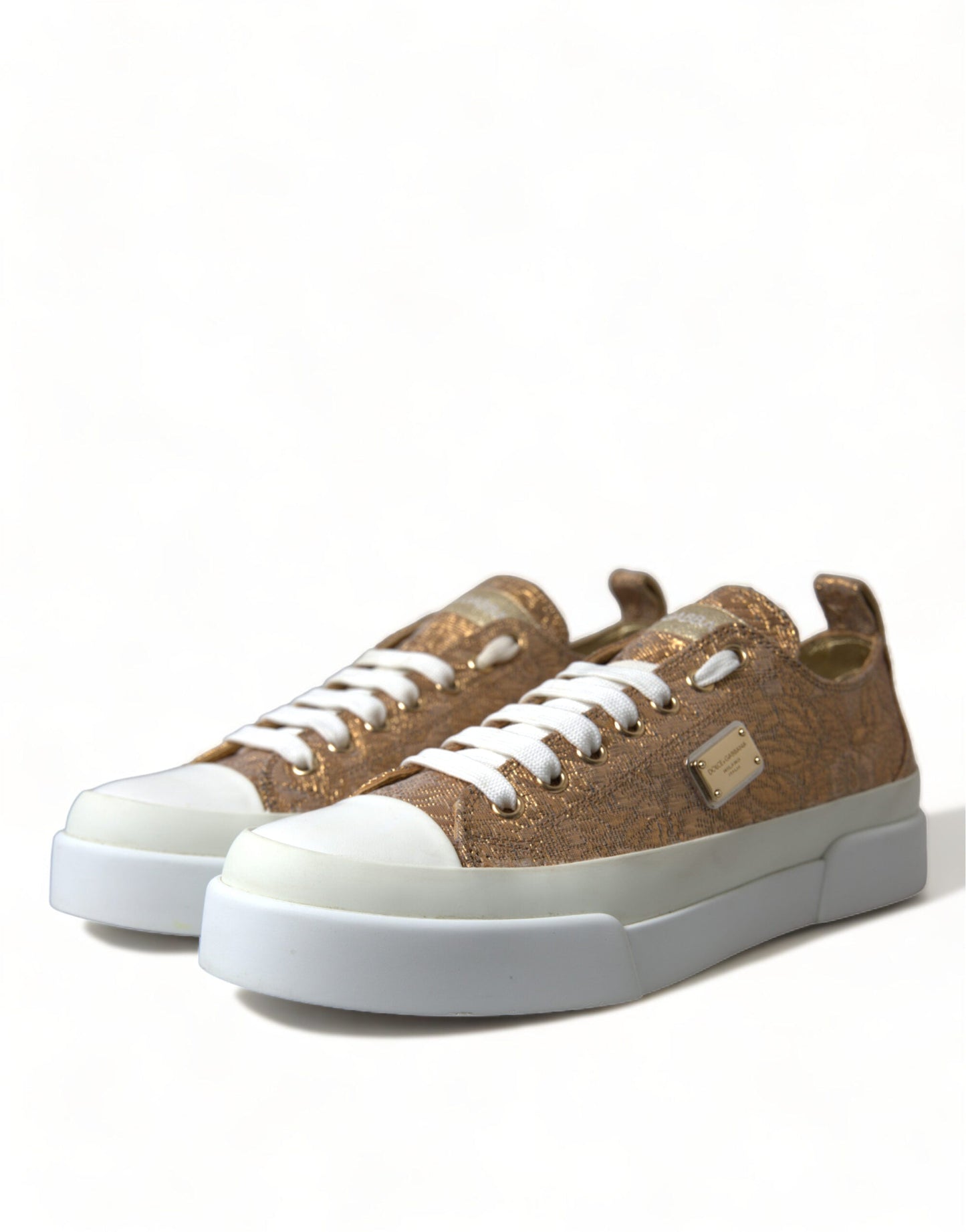 Dolce & Gabbana Elegant Gold Low-Top Sneakers - Chic Comfort Footwear | Fashionsarah.com