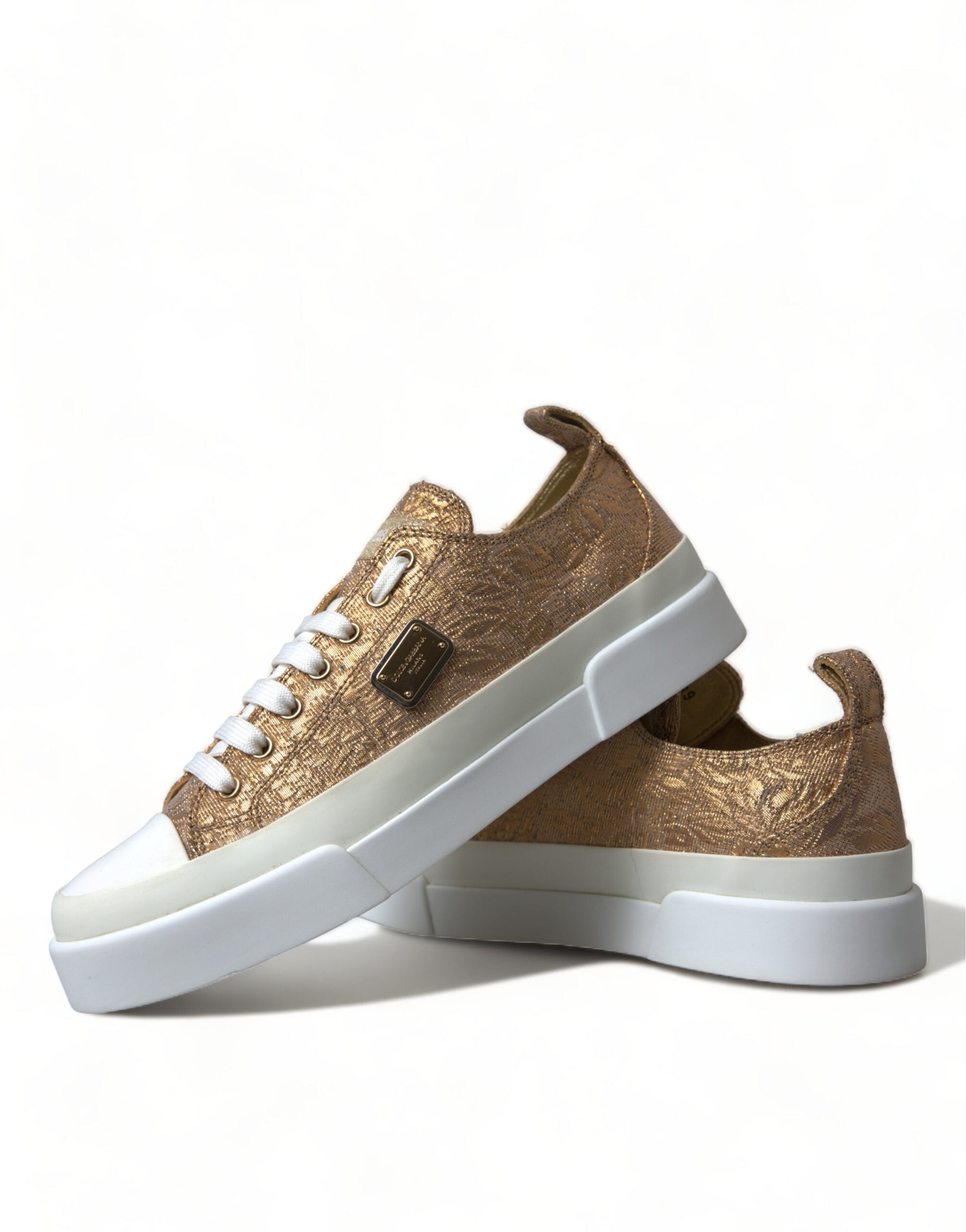 Dolce & Gabbana Elegant Gold Low-Top Sneakers - Chic Comfort Footwear | Fashionsarah.com